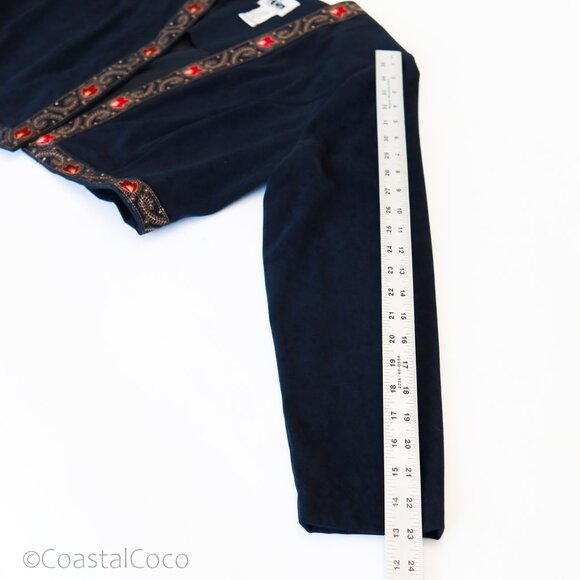 Vintage RJ&Co Dress Jacket Set 12P Micro Suede Floral Embroidered Career Holiday - Picture 12 of 16